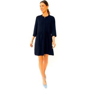 Tuckernuck Navy Crepe Royal Shirtdress - M